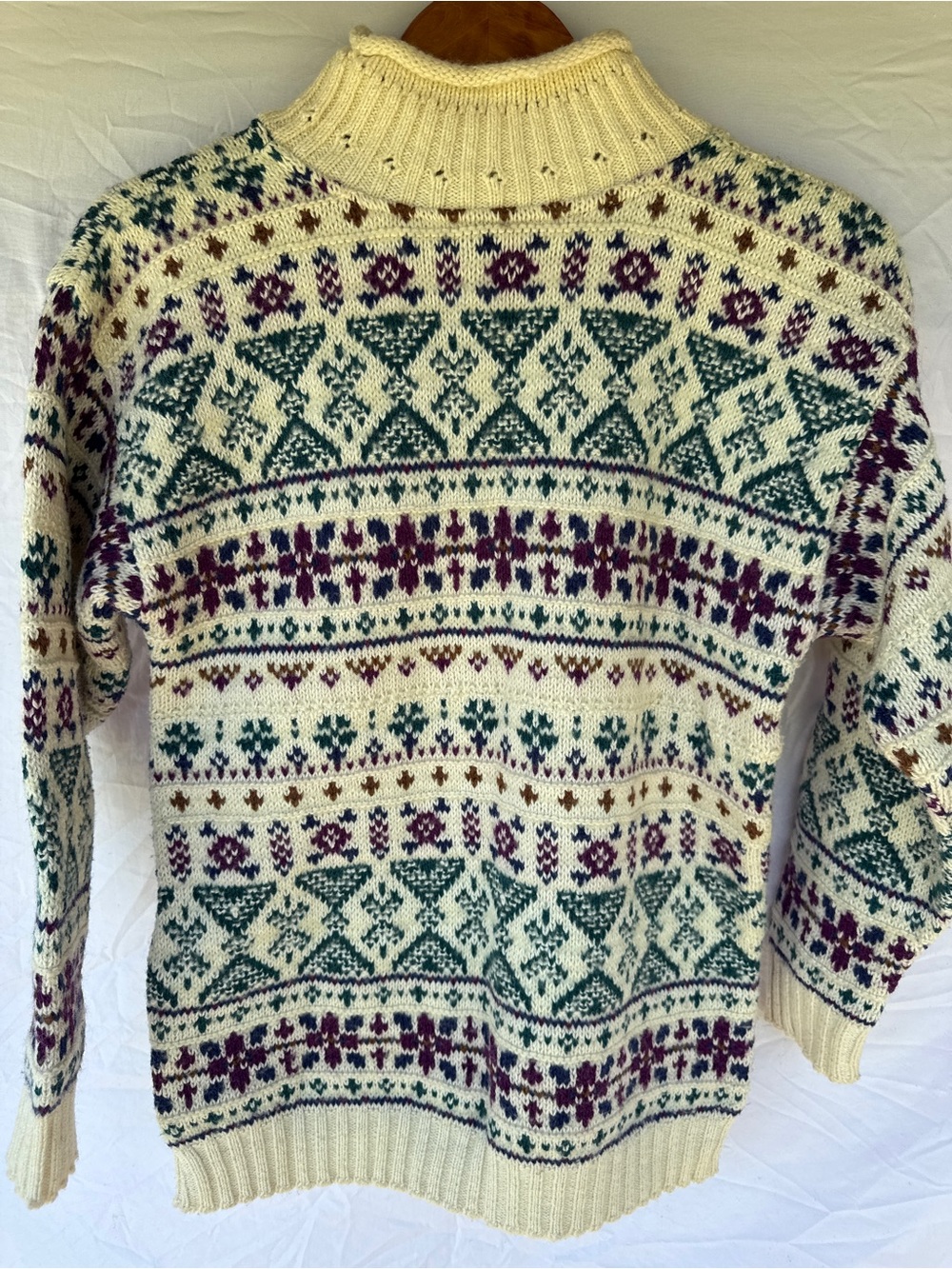 ⁠VTG Alps Fair Isle Wool Blend Turtleneck Sweater M Geometric Knit Ski Made USA⁠ - Picture 7 of 12